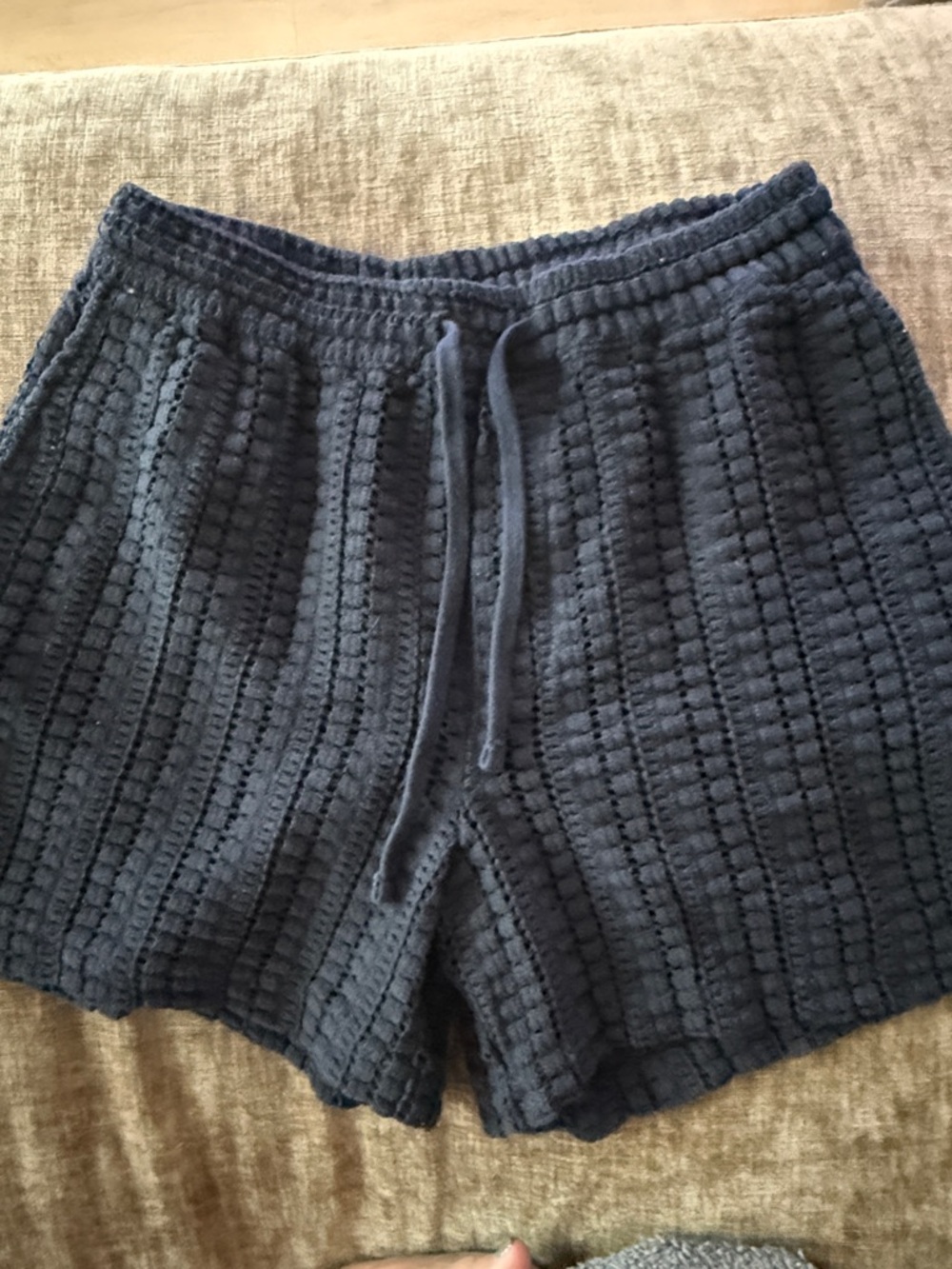 Zara Navy Textured Knit Athletic Shorts